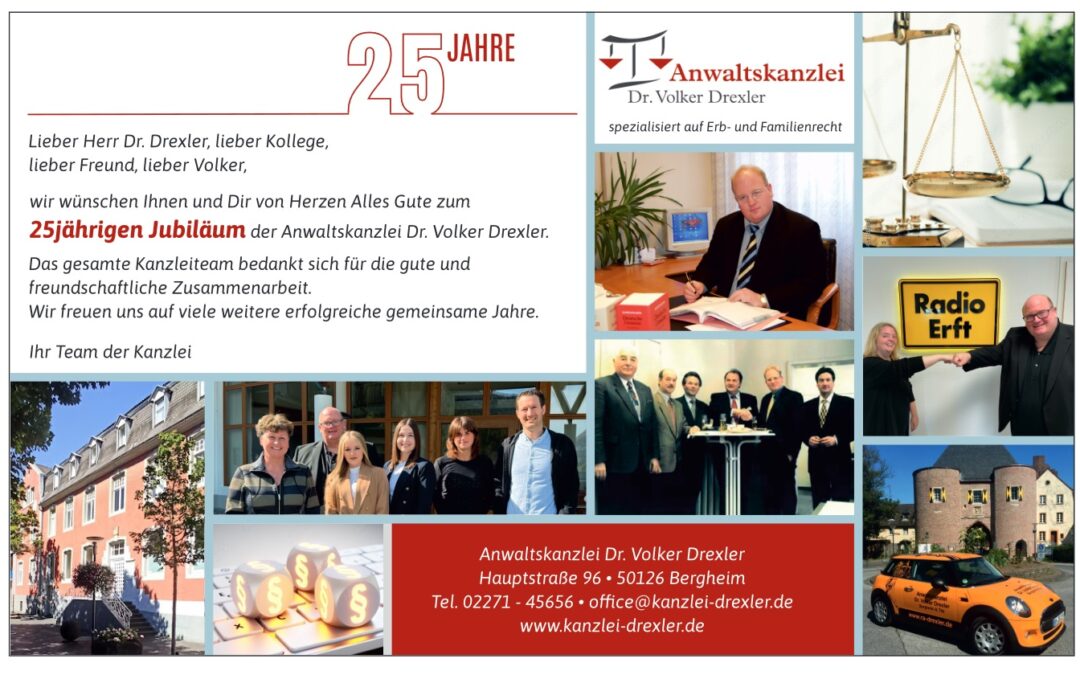 25. Jubiläum der Anwaltskanzlei Dr. Drexler
